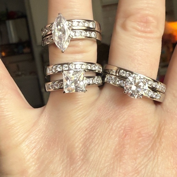 Jewelry - Tiffany Set Solitaire Princess Cut, Marquis, Round Engagement Sim. Diamond Ring